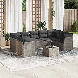 Maison Chic Salon de jardin avec coussins 10 pcs | Ensemble de Table et chaises | Mobilier d'Extérieur gris résine tressée -GKD83485