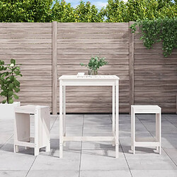 Maison Chic Table de bar et chaises d'extérieur 3 pcs,Ensemble de bar de jardin pour relax blanc bois de pin massif -GKD654018