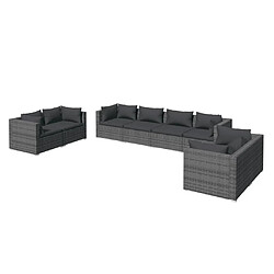 Maison Chic Salon de jardin 8 pcs + coussins - Mobilier/Meubles de jardin - Table et chaises d'extérieur Résine tressée Gris -MN92570