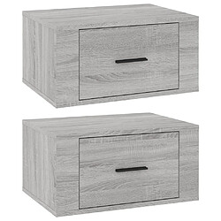 Maison Chic Lot de 2 Tables de Chevet murales - Tables de Nuit Sonoma gris 50x36x25 cm