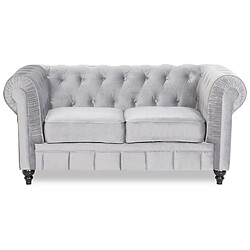 Canapé Chesterfield Velours 2 Places Altesse Argent 