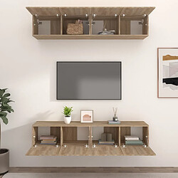 Avis Maison Chic Meubles TV 4 pcs | Banc TV Moderne pour salon | Meuble de Rangement Chêne Sonoma 80x30x30 cm Bois d'ingénierie -MN31583