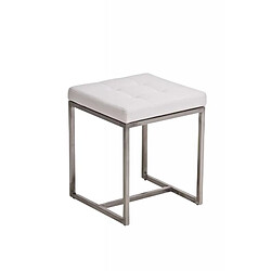 Decoshop26 Tabouret bas en synthétique blanc pieds acier inoxydable brossé mat classique et pratique 10_0000586