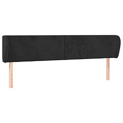 vidaXL Tête de lit avec oreilles Noir 163x23x78/88 cm Velours