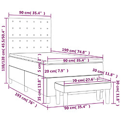 vidaXL Sommier à lattes de lit avec matelas Bleu 90x190 cm Tissu pas cher