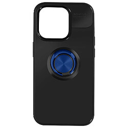 Avizar Coque pour iPhone 15 Pro Anneau Chromé Silicone flexible Noire et Bleu Nuit