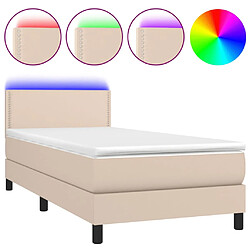 vidaXL Sommier à lattes de lit avec matelas et LED Cappuccino 80x200cm