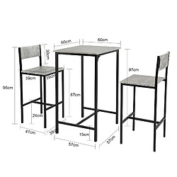 SoBuy OGT27-HG Ensemble Table de Bar + 2 Chaises de Bar Table Mange-Debout Table Haute Cuisine