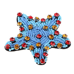 Appliques en forme d'étoiles de broderie perlée bleue cousent sur des patchs 8x8cm