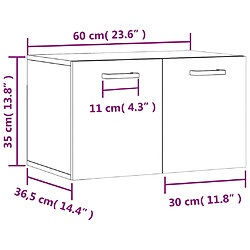 vidaXL Armoire murale Blanc brillant 60x36,5x35 cm Bois d'ingénierie pas cher