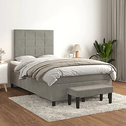 Avis Maison Chic Lit adulte- Lit + matelas,Sommier à lattes de lit et matelas gris clair 120x190cm velours -GKD77607