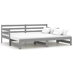 vidaXL Lit coulissant sans matelas gris 2x(90x200) cm