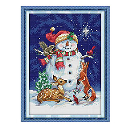 Kit de broderie de motifs de point de croix estampé pour bonhomme de neige de Noël 21 x 30cm