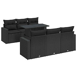 vidaXL Salon de jardin 7 pcs avec coussins noir résine tressée