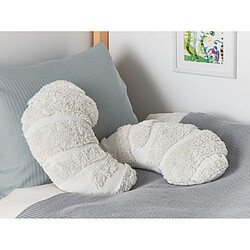 Beliani Lot de 2 coussins SNOWDROP Coton Unicolore Touffeté Blanc