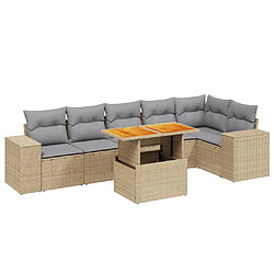 vidaXL Salon de jardin avec coussins 7 pcs beige résine tressée