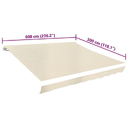 Acheter vidaXL Toit d'auvent Toile Crème 6x3 m (Cadre non inclus)