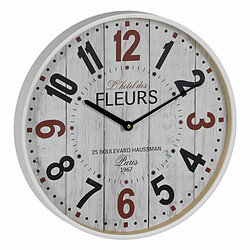 BigBuy Home Horloge Murale Blanc Bois Verre 40 x 40 x 4,5 cm