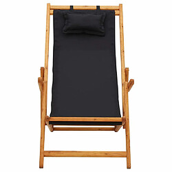 Maison Chic Chaise pliable de plage pour relaxbois d'eucalyptus solide et tissu noir -GKD71259