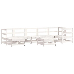 Avis Maison Chic Salon de jardin 8 pcs + coussins - Mobilier/Meubles de jardin - Table et chaises d'extérieur blanc bois massif -MN19951