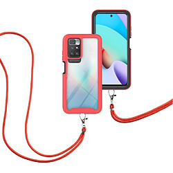 Coque en TPU anti-empreintes digitales avec lanière rouge pour votre Xiaomi Redmi 10