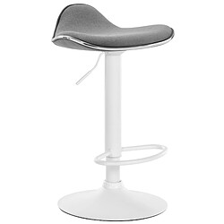 Decoshop26 Tabouret de bar x1 assise ergonomique en tissu gris clair pied en trompette en métal blanc 10_0005397