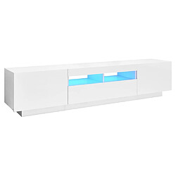 Maison Chic Meubles TV avec lumières LED - Banc TV pour salon Blanc brillant 180x35x40 cm -MN44011