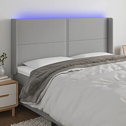 Maison Chic Tête de lit moderne à LED lumineuse pour chambre - Décoration de lit Gris clair 163x16x118/128 cm Tissu -MN35438