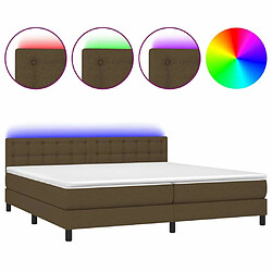 Maison Chic Lit adulte- Lit + matelas + LED,Sommier à lattes de lit matelas et LED Marron foncé 200x200 cm -GKD52323