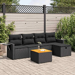 vidaXL Salon de jardin 6 pcs avec coussins noir résine tressée