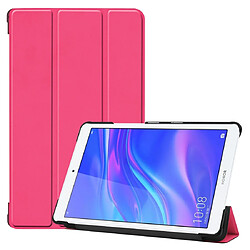 Wewoo Housse Coque Étui en cuir PU avec dessin coloré et texture horizontale pour Huawei MediaPad M5 Lite 8.0avec support à trois rabats Rose Red