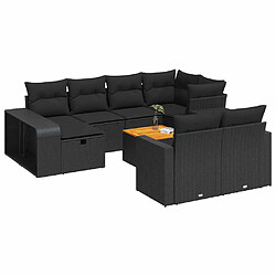 vidaXL Salon de jardin 11 pcs avec coussins noir résine tressée