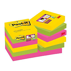 Notes couleurs Rio Super Sticky Post-it 46,7 x 46,7 mm - Bloc de 90 feuilles - Lot de 12