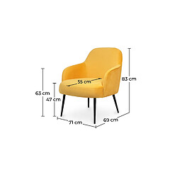 ICONIK INTERIOR Fauteuil tapissé de velours - Hyra Jaune pas cher