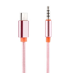 Wewoo Câble rose pour Samsung Galaxy S8 & S8 + / LG G6 / Huawei P10 & P10 Plus / Xiaomi Mi6 & Max 2 et autres Smartphones 1m Weave Style USB-C / Type-C Mâle à 3.5mm Audio Mâle,