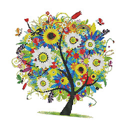 Avis Arbre Coloré Kit Point De Croix Bricolage À La Main DIY Couture estampillé 46x46cm 11CT