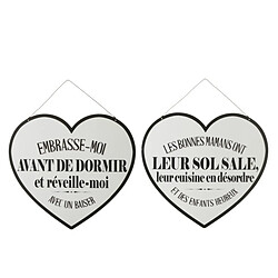 Dansmamaison Pancarte Textes Anglais/Francais Always Kiss Me Metal Blanc/Noir Assortiment De 2