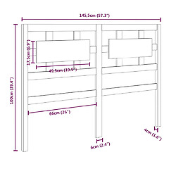 vidaXL Tête de lit Marron miel 145,5x4x100 cm Bois massif de pin pas cher