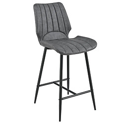 Lot de 2 Tabourets de Bar Östersund 103 x 47 x 51 cm Similicuir Gris foncé [en.casa]