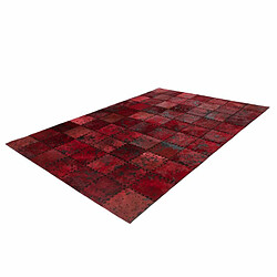 Avis Paris Prix Tapis Patchwork en Cuir Fait Main Voila Rouge 120 x 170 cm