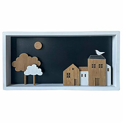 Décoration murale DKD Home Decor Bois Marron Blanc Maisons (40 x 3.5 x 20 cm)