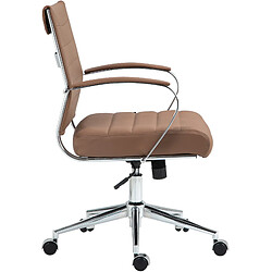 Avis Decoshop26 Chaise de bureau design ergonomique en cuir véritable marron clair et métal chromé 10_0002562