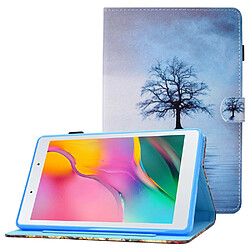 Etui en PU motif de lignes de piqûres avec support et porte-cartes pour votre Samsung Galaxy Tab A 8.0 (2019) SM-T290 (Wi-Fi)/SM-T295 (LTE) - arbre