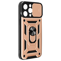 Avizar Coque Antichoc pour iPhone 15 Pro Max Cache Caméra Coulissant Bague rose gold