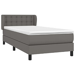 Avis Maison Chic Lit Adulte - Lit simple Lit à sommier tapissier avec matelas moelleux - Meuble de Chambre - Gris 100x200 cm Similicuir -MN47806