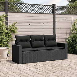 Maison Chic Salon de jardin 3 pcs avec coussins | Ensemble de Table et chaises | Mobilier d'Extérieur noir résine tressée -GKD59931