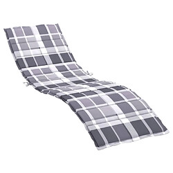 vidaXL Coussin de chaise longue motif à carreaux gris 200x70x3 cm