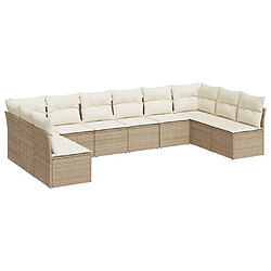 Maison Chic Salon de jardin avec coussins 10 pcs | Ensemble de Table et chaises | Mobilier d'Extérieur beige résine tressée -GKD30957