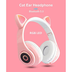 Acheter Universal Casque sans fil sans fil de chat mignon, Bluetooth 5.0 sur le casque, 7 -colored LED Light Pliage Volume Control Smartphones, tablettes, ordinateurs, ordinateurs