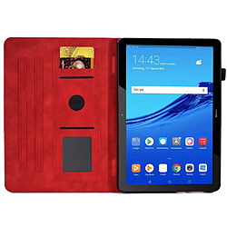 Etui en PU avec support, porte-cartes et porte-stylo pour votre Huawei MediaPad T5 10.1 - rouge